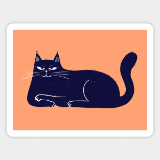 Moody blue cat evil smile mood - facing left Magnet